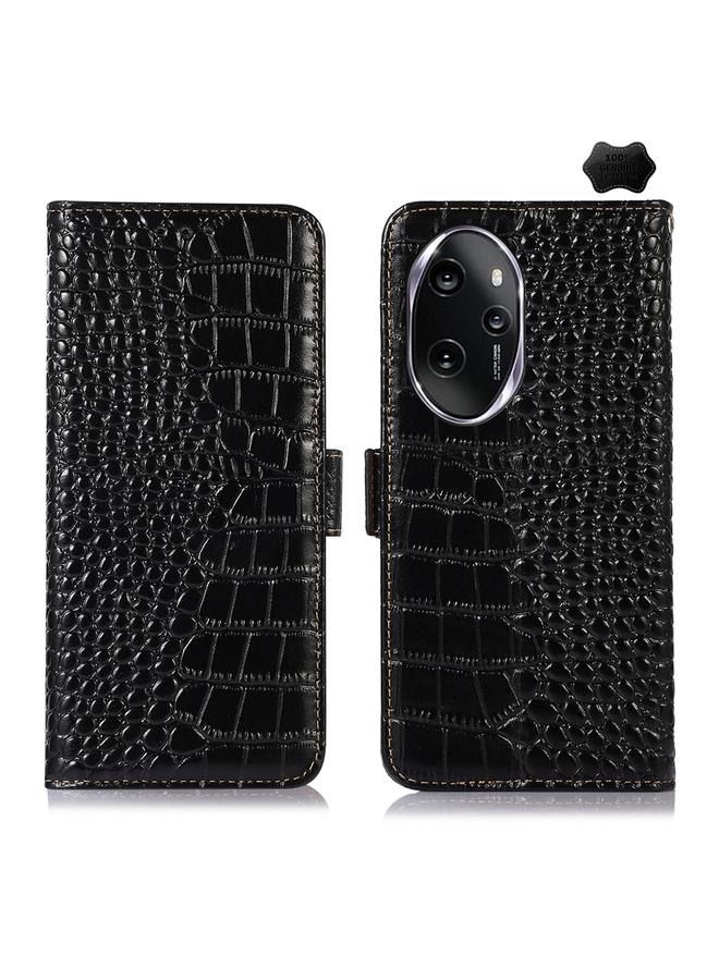 جرين تايجر جراب لهاتف Honor 100 Pro مصنوع من جلد التمساح بطبقة علوية من جلد البقر - Image 1