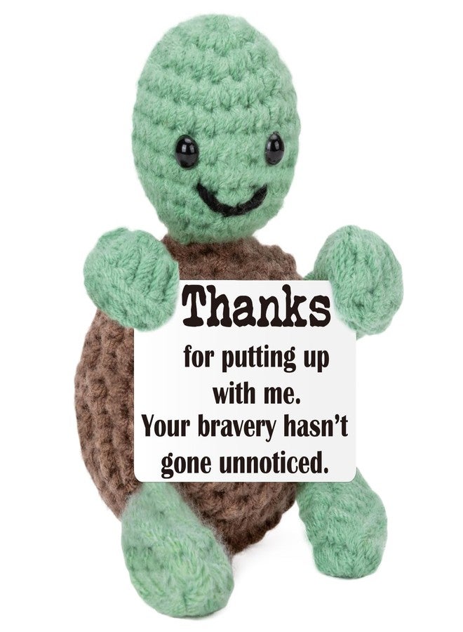 WELLBANEE Inspirational Crochet Turtle Appreciation Gifts for Boyfriend Girlfriend, Cute Stuffed Animal Apology Gifts for Friends Coworkers, Romantic Christmas Stocking Stuffers for Women Men - Image 1