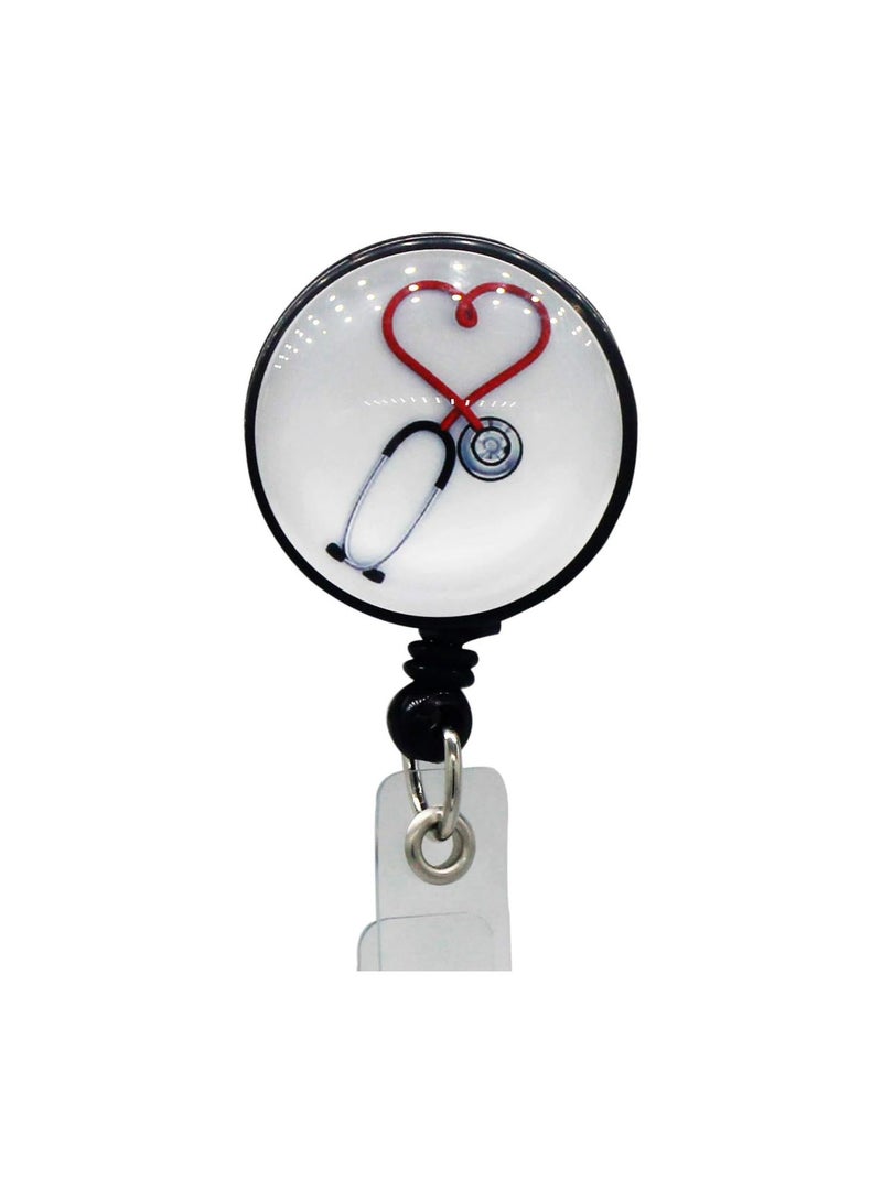 GGOOT Decorative Heart Badge Holder with Retractable Cord for Nurse Work Badge, Name Card, Men & Women ID Card  - Image 1