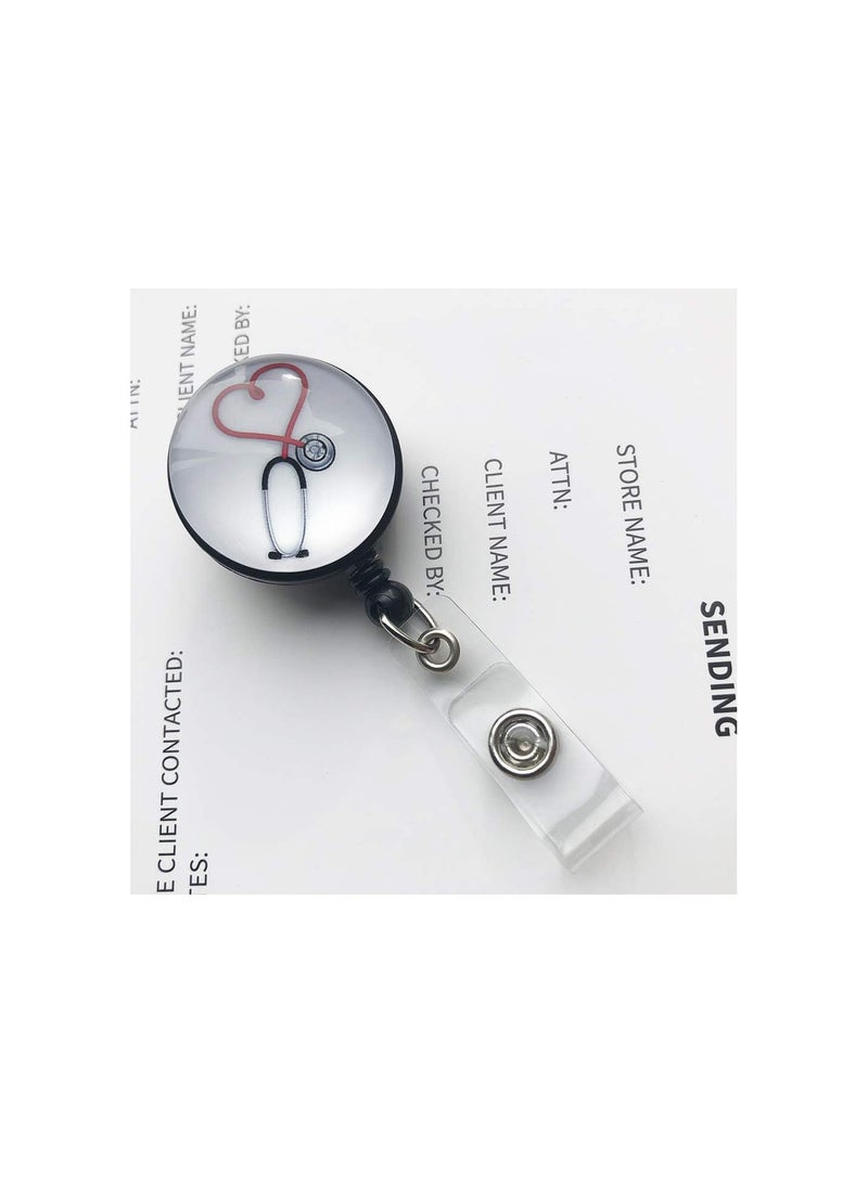 GGOOT Decorative Heart Badge Holder with Retractable Cord for Nurse Work Badge, Name Card, Men & Women ID Card  - Image 5