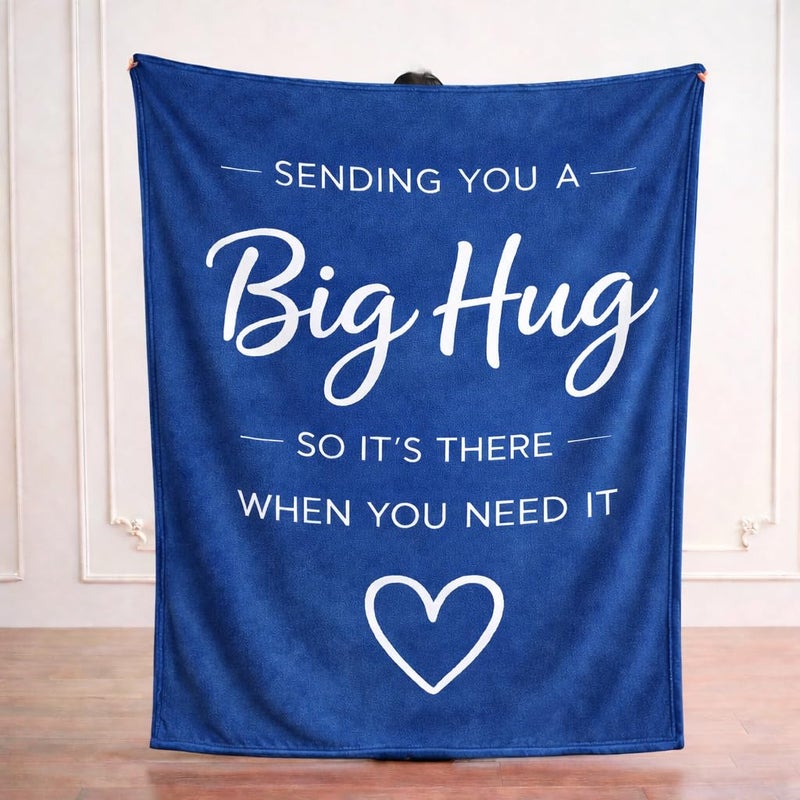 Lussena Thinking of You Gifts for Women Men â€“ Get Well Blanket 50x60 Inch, Navy Flannel Comfort Hug Blanket, Sympathy Throw for After Surgery, Chemo, Illness, Recovery - Image 1