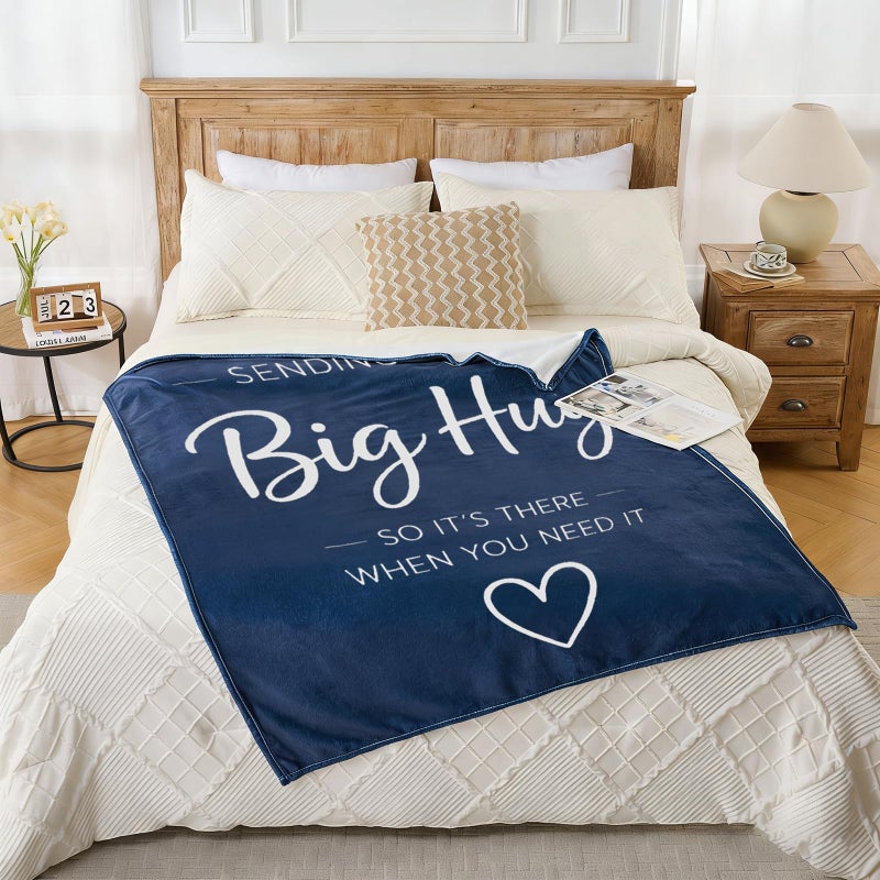 Lussena Thinking of You Gifts for Women Men â€“ Get Well Blanket 50x60 Inch, Navy Flannel Comfort Hug Blanket, Sympathy Throw for After Surgery, Chemo, Illness, Recovery - Image 5