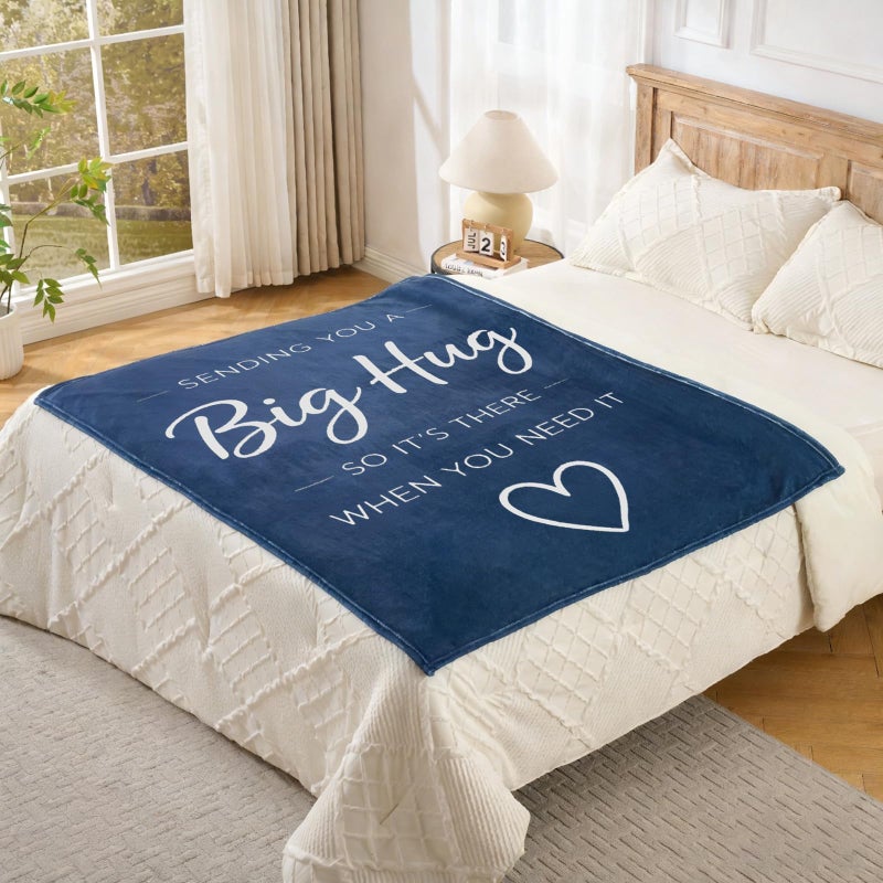 Lussena Thinking of You Gifts for Women Men â€“ Get Well Blanket 50x60 Inch, Navy Flannel Comfort Hug Blanket, Sympathy Throw for After Surgery, Chemo, Illness, Recovery - Image 3