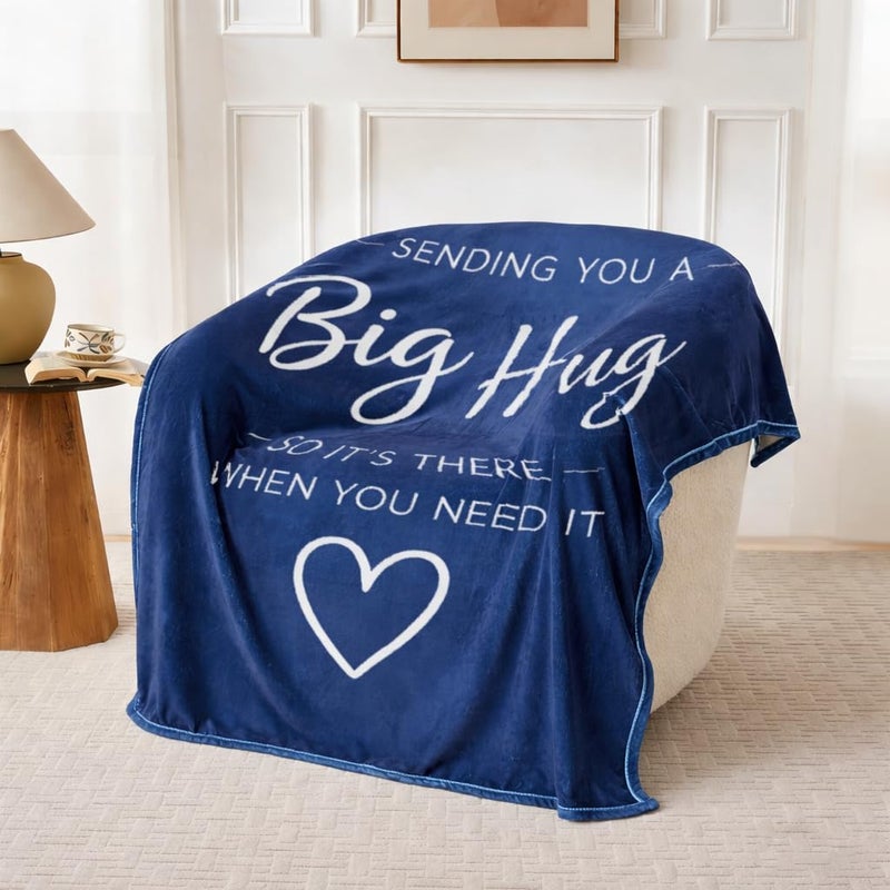 Lussena Thinking of You Gifts for Women Men â€“ Get Well Blanket 50x60 Inch, Navy Flannel Comfort Hug Blanket, Sympathy Throw for After Surgery, Chemo, Illness, Recovery - Image 4