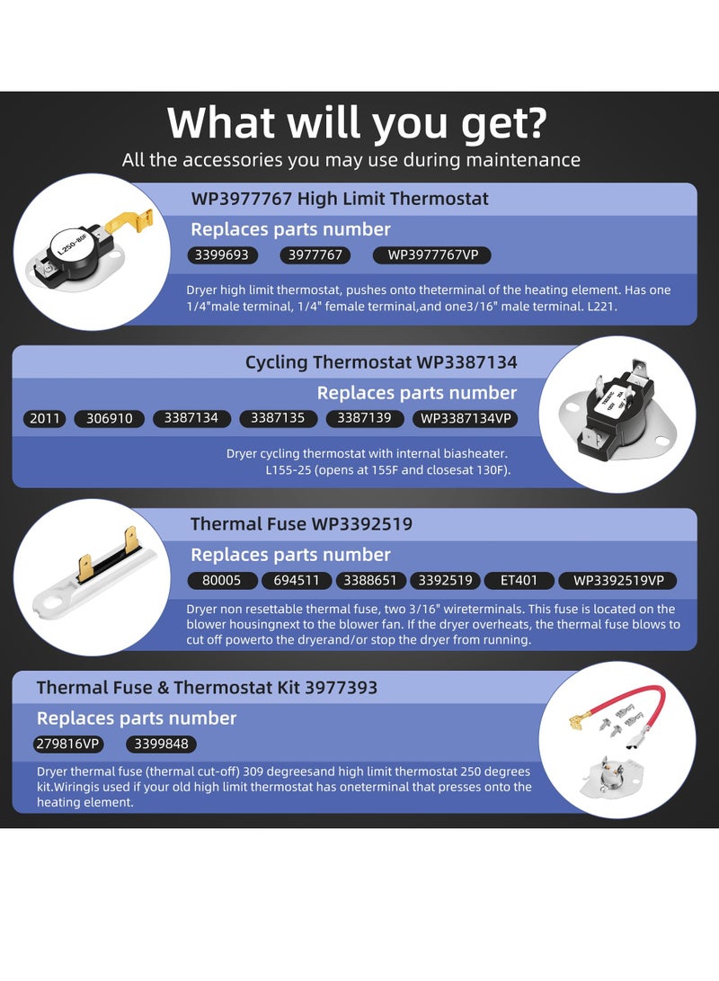 SYOSI W10724237 Dryer Heating Element for Whirlpool Maytag Centennial Dryer Parts Kenmore 70 80 Series Roper Amana 279838 3403585 Wed4815ew1 Ned4655ew1 Medc215ew1 Easy Installation - Image 3