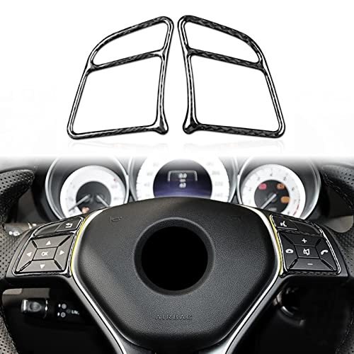 JUPIZEUS Carbon Fiber, for Mercedes Benz Accessories, Car Steering Wheel Button Frame Sticker for Mercedes Benz C Class W204 2011 2012 2013, Interior Trim Decoration, Black - Image 1