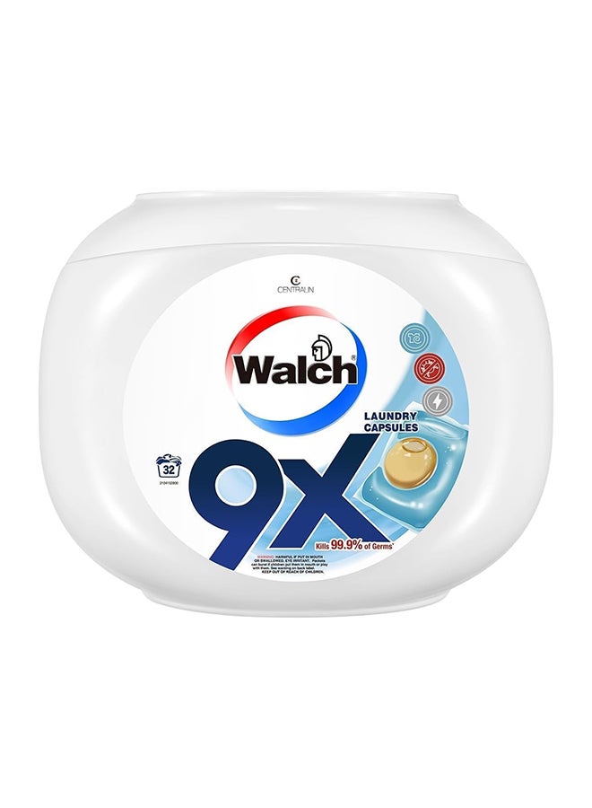 Walch 9X Antibacterial Laundry Detergent Capsules, German Formulated Plant-Based Ingredients with 9X Cleaning Power, Kill 99.9% Germs and Anti Dust Mites, 32 Pods, Pack of 2 X 32 (64 Capsules) - Image 2