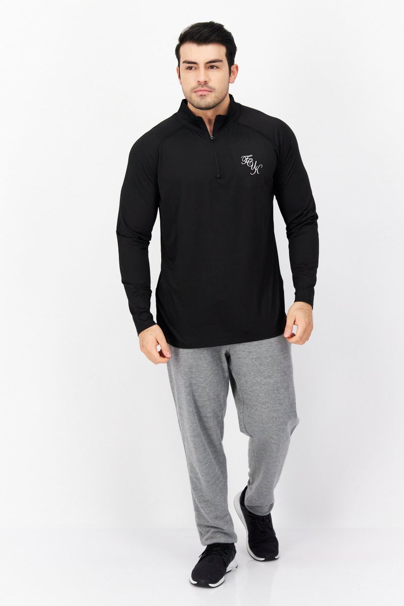 French Connection Men Brand Logo Long Sleeve Half Zip Sweatshirt, Black - Image 4