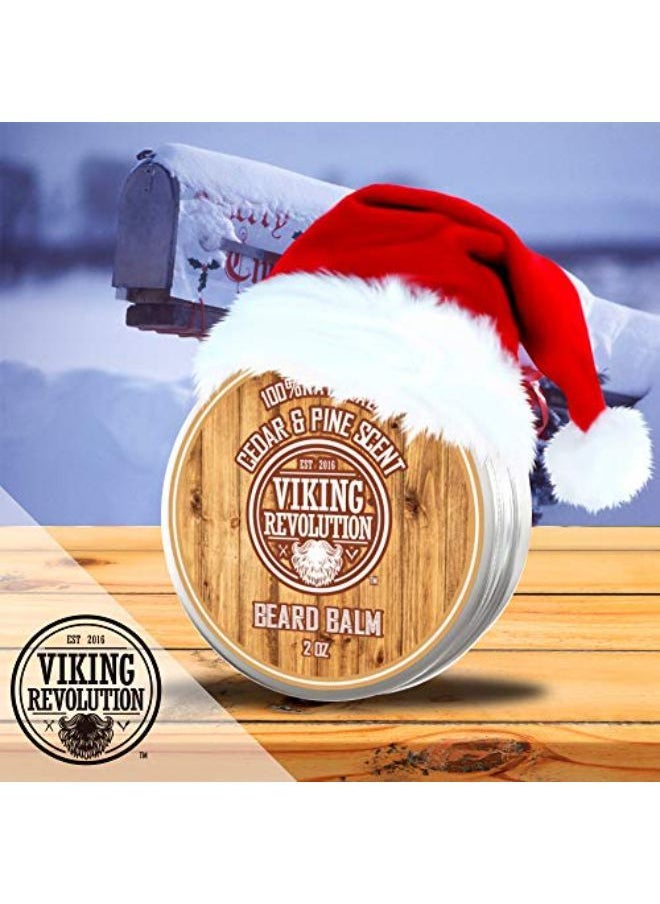 Viking Revolution Beard Balm Cedar & Pine Scent W/Argan & Jojoba Oils - Styles, Strengthens & Softens Beards & Mustaches - Leave In Conditioner Wax For Men  - Image 1