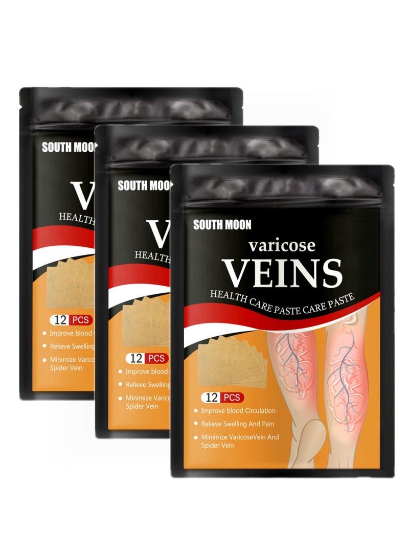 SOUTH MOON 3-PACK Vein Soothing Health Patch, Reduce Varicose Veins, Relieve Swelling And Pain 12pcs*3  - Image 1