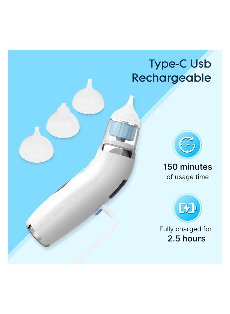 SOLARAE Electric Waterproof Nose Cleaner with 3 Silicone Tips, Rechargeable with 5 Suction Levels, Features Music & Light (Blue) for Effective Nasal Hygiene. - Image 3