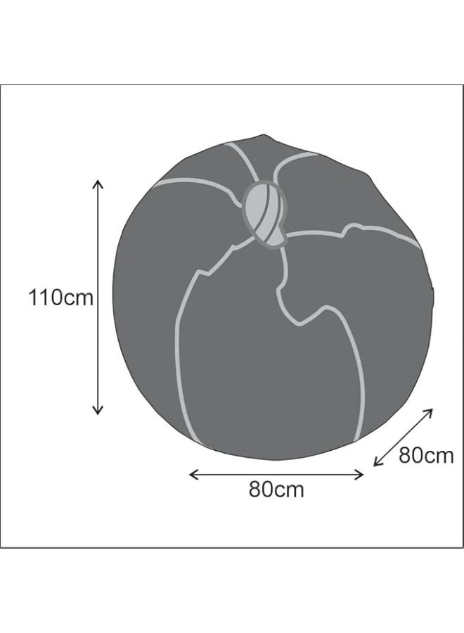 Harmony Home Puffy Leather Bean Bag | Versatile Comfy Lounge & Bedroom Seating | Water-Repellent | Dimensions 110x80cm | Cream - Image 2