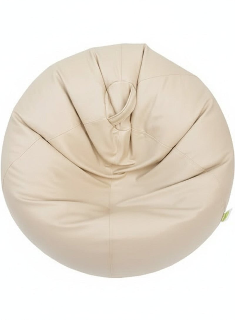 Harmony Home Puffy Leather Bean Bag | Versatile Comfy Lounge & Bedroom Seating | Water-Repellent | Dimensions 110x80cm | Cream - Image 3