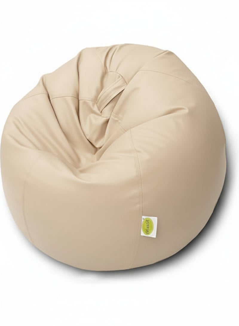 Harmony Home Puffy Leather Bean Bag | Versatile Comfy Lounge & Bedroom Seating | Water-Repellent | Dimensions 110x80cm | Cream - Image 4