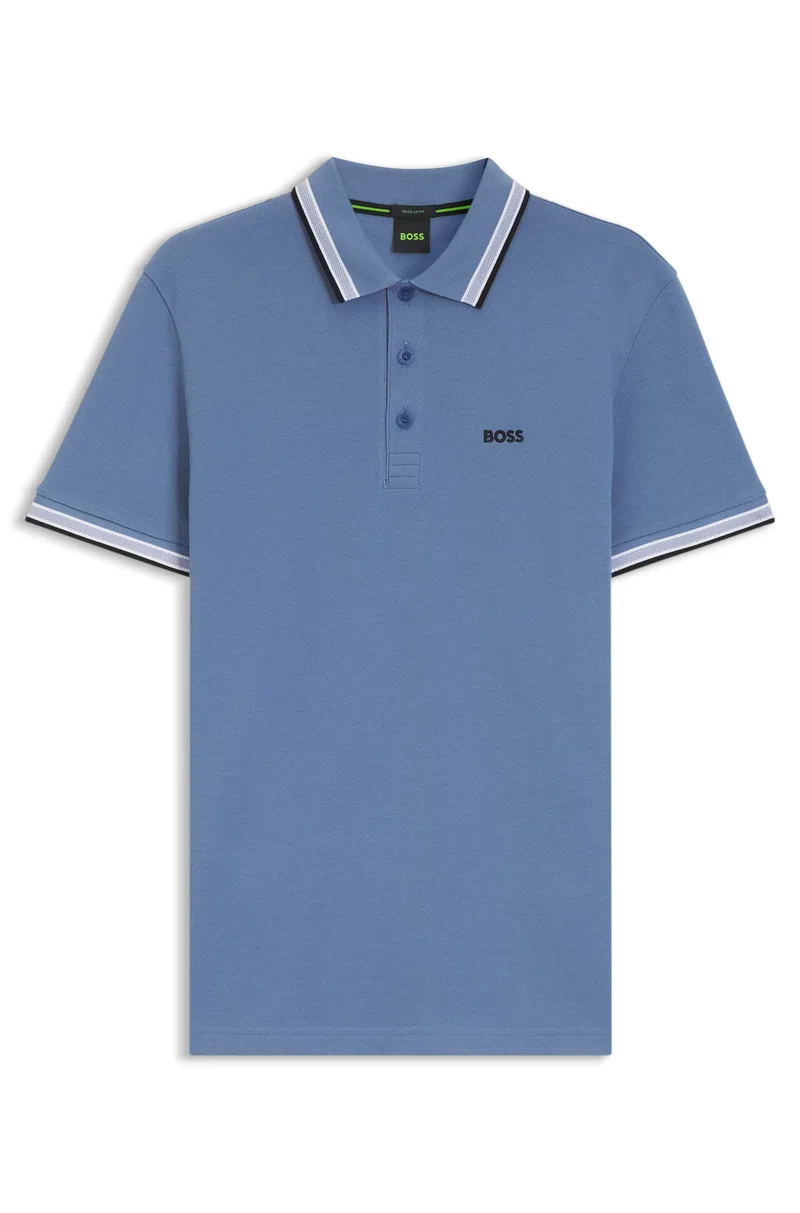 BOSS Open Blue Paddy polo shirt in cotton piqué for Men | Best Price UAE