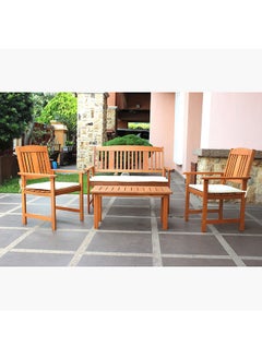 Home Box Bahama 2+1+1 Seater Outdoor Sofa Set With Coffee Table And Seat Cushions 90 x 43 x 45.5 cm  - Image 1