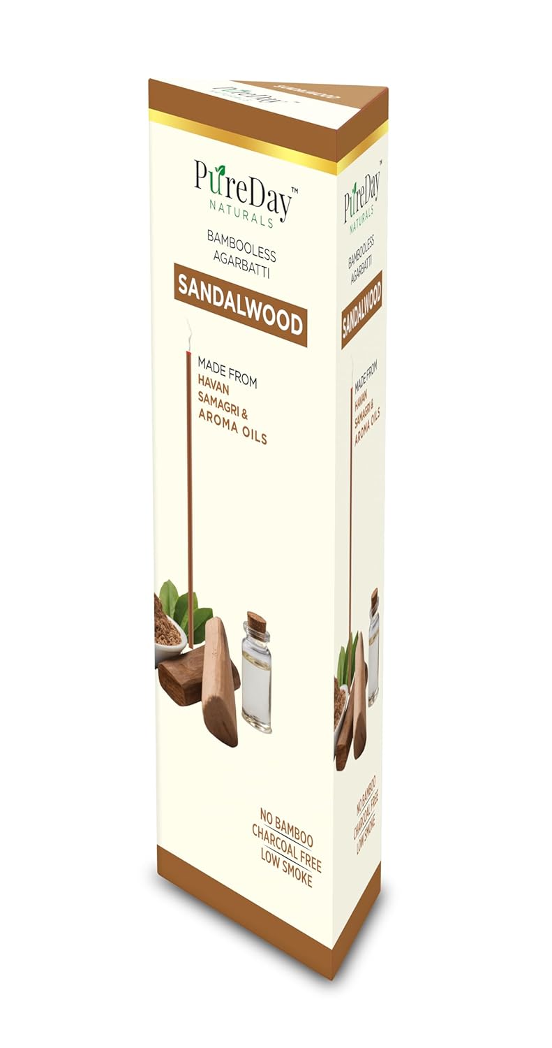 PureDay PureDay Bambooless Agarbatti 200 Dhoop Sticks Pack of 3 Sandalwood 160 Sticks Rose Saffron 40 Sticks No Bamboo No Charcoal Lasting Aroma Free Ceramic Stand - Image 3