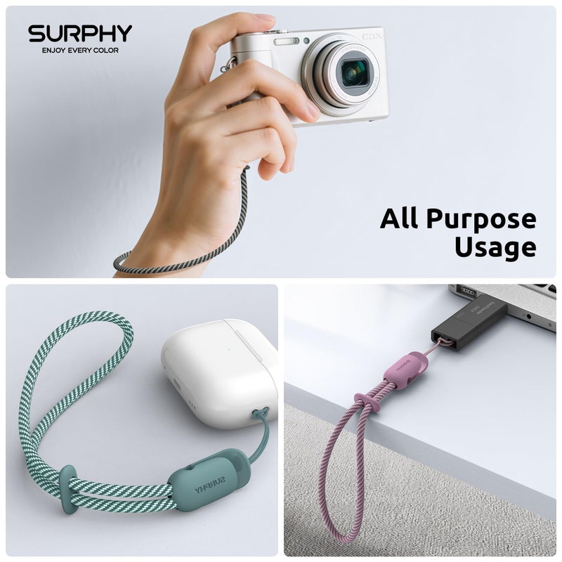 SURPHY 3 Pack Phone Wrist Strap with CellPhone Tether Tab, Cellphone Lanyard, Anti Theft Phone Strap with 2-Color Braided, Wrist Lanyard for Women and Men, Black & Green & Lilac Purple - Image 5