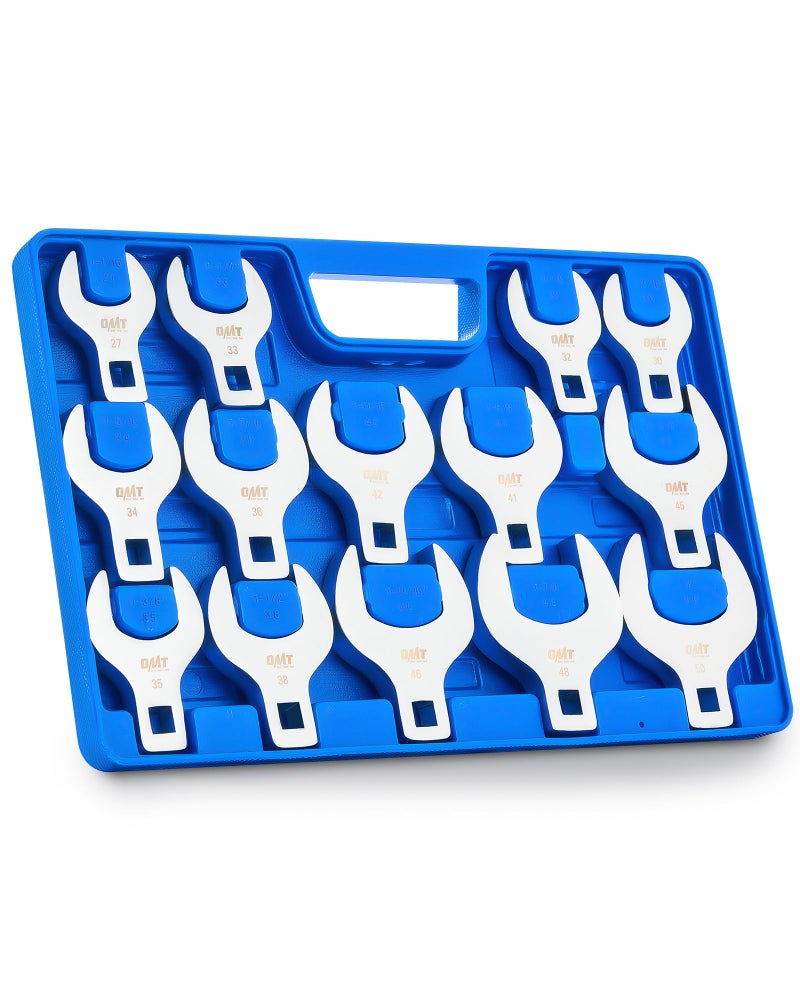 Orion Motor Tech 14pc Jumbo Crowfoot Wrench Set, Metric Crows Foot Wrench Set for 27 to 50 mm Flare Nuts, Chrome Plated Cr-V Steel Crowfoot Wrenches for 1/2" Drive Rachet & Extender with Storage Case - Image 1