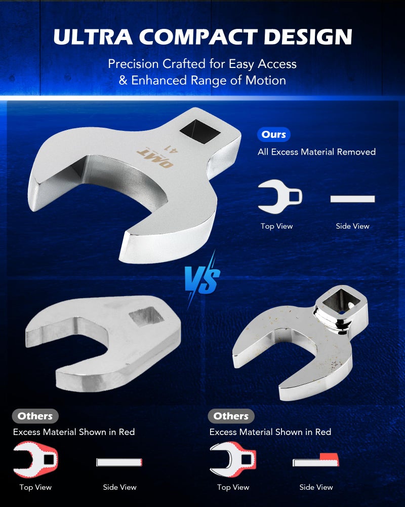 Orion Motor Tech 14pc Jumbo Crowfoot Wrench Set, Metric Crows Foot Wrench Set for 27 to 50 mm Flare Nuts, Chrome Plated Cr-V Steel Crowfoot Wrenches for 1/2" Drive Rachet & Extender with Storage Case - Image 5