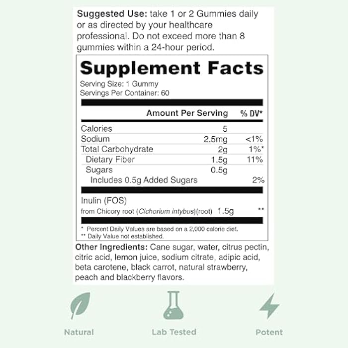 Yuve Prebiotic Fiber Gummies - Delicious - 3g Soluble Fiber Supplement - Supports Digestive Health & Regularity - Vegan & Gluten-Free Fiber Gummies for Adults & Kids - Non-GMO & Low Sugar - 60 Count - Image 5