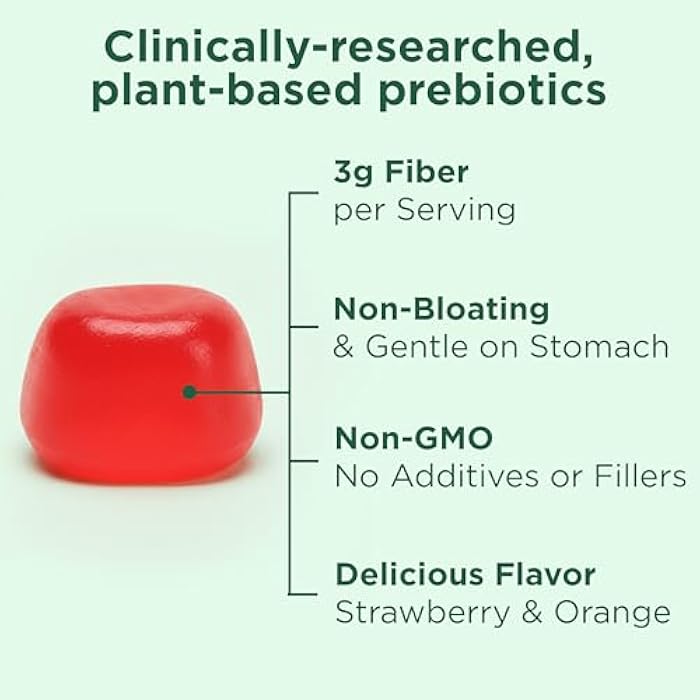 Yuve Prebiotic Fiber Gummies - Delicious - 3g Soluble Fiber Supplement - Supports Digestive Health & Regularity - Vegan & Gluten-Free Fiber Gummies for Adults & Kids - Non-GMO & Low Sugar - 60 Count - Image 3