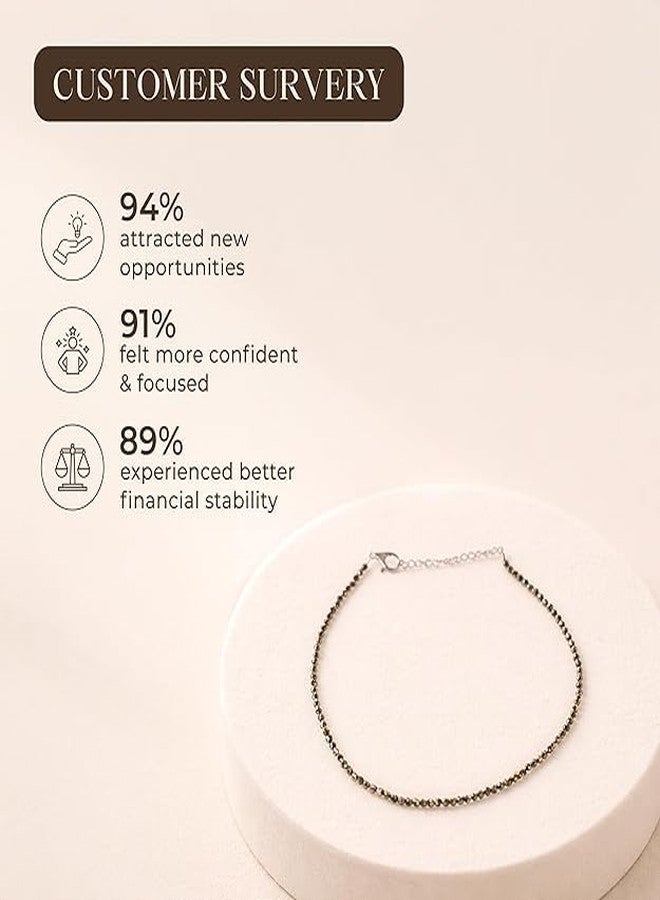 DEVAMA THE DIVINE Raw Pyrite Anklet for Women, Natural Unpolished Pyrite Stone, Lightweight Spiritual Anklet for Daily Use and Gifting, Wealth Protection and Confidence - Image 3