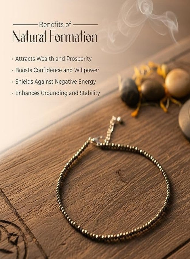 DEVAMA THE DIVINE Raw Pyrite Anklet for Women, Natural Unpolished Pyrite Stone, Lightweight Spiritual Anklet for Daily Use and Gifting, Wealth Protection and Confidence - Image 5