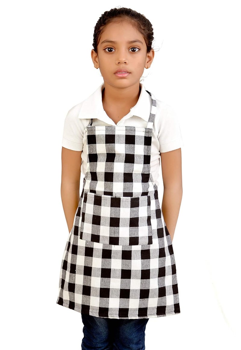 Switchon waterproof kids checks Apron for multi purpose cooking painting and school apron with front pocket pack of 2 apron5 yr to 12 yrs - Image 5