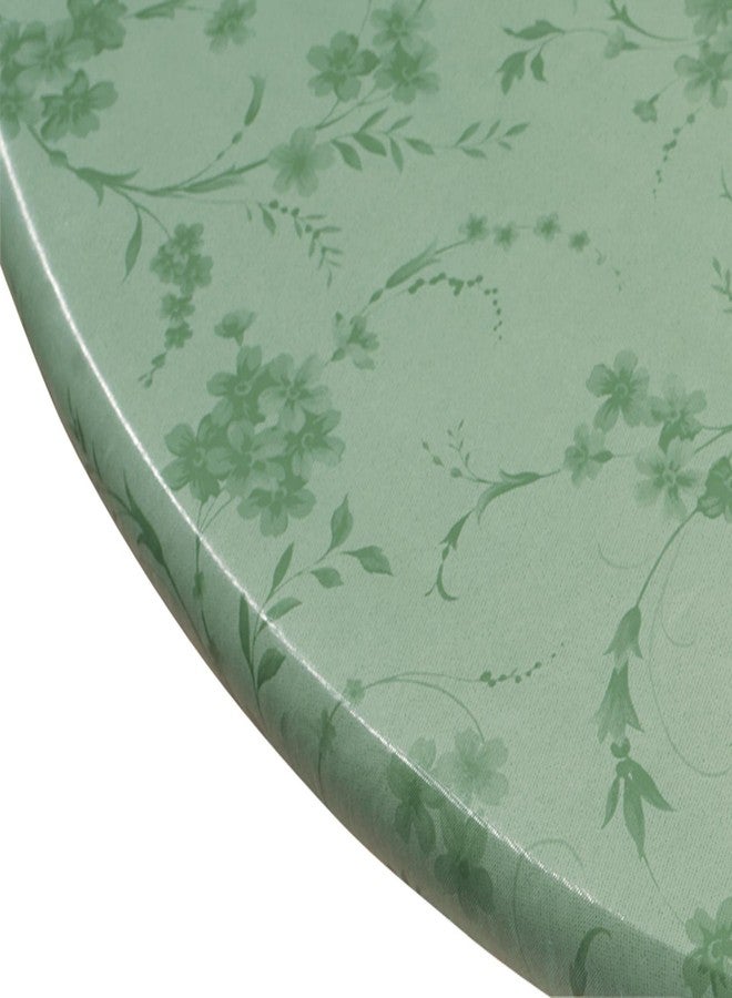 Miles Kimball Floral Swirl Vinyl Elasticized Table Cover 45" - 56" Dia. Round - Image 1