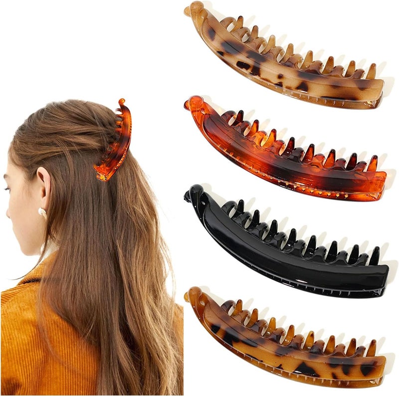 4 Pieces Banana Hair Clips 5 Inch Large Clip for Thin Fine Thick Hair Non Slip Claw Clips for Women