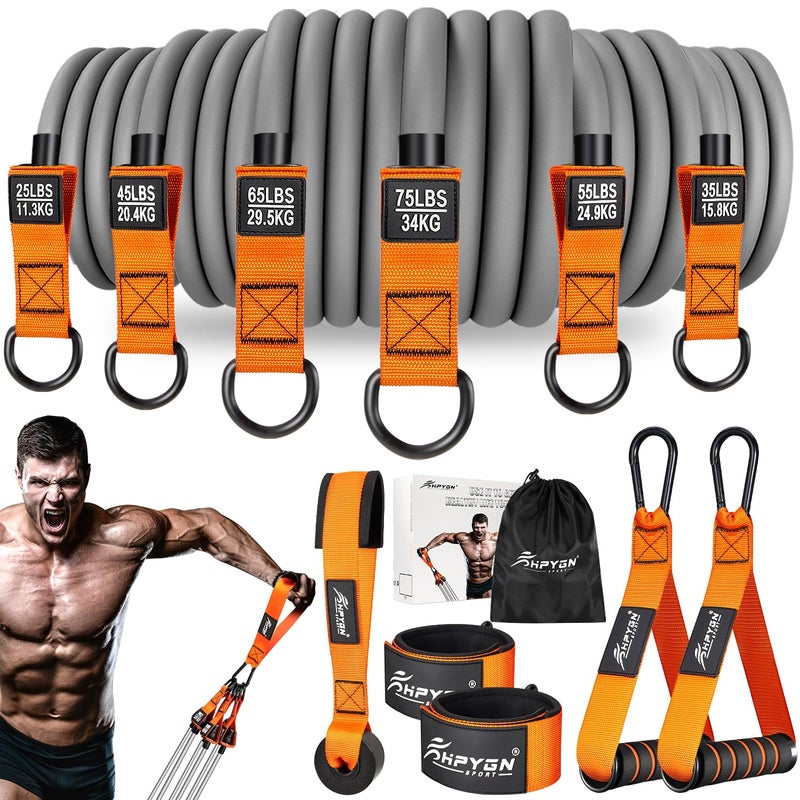 HPYGN Heavy Resistance Bands 300lbs, Weight Bands for Exercise with Handles, Door Anchor, Carry Bag, Workout Bands for Men, Physical Therapy, Muscle Training, Strength, Slim, Yoga, Home Gym Equipment - Image 1