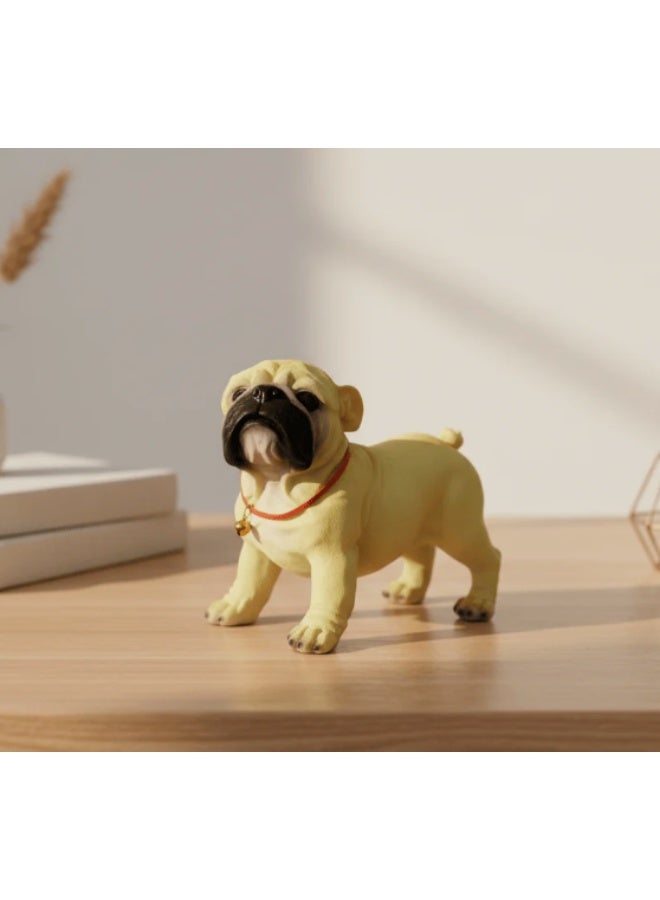 أي كي دي سي تمثال كلب أنيق من مادة البولي ريزين باللون البيج من AKDC - تمثال حيواني بسيط لتزيين المنزل العصري، 18 × 15 سم - Image 2