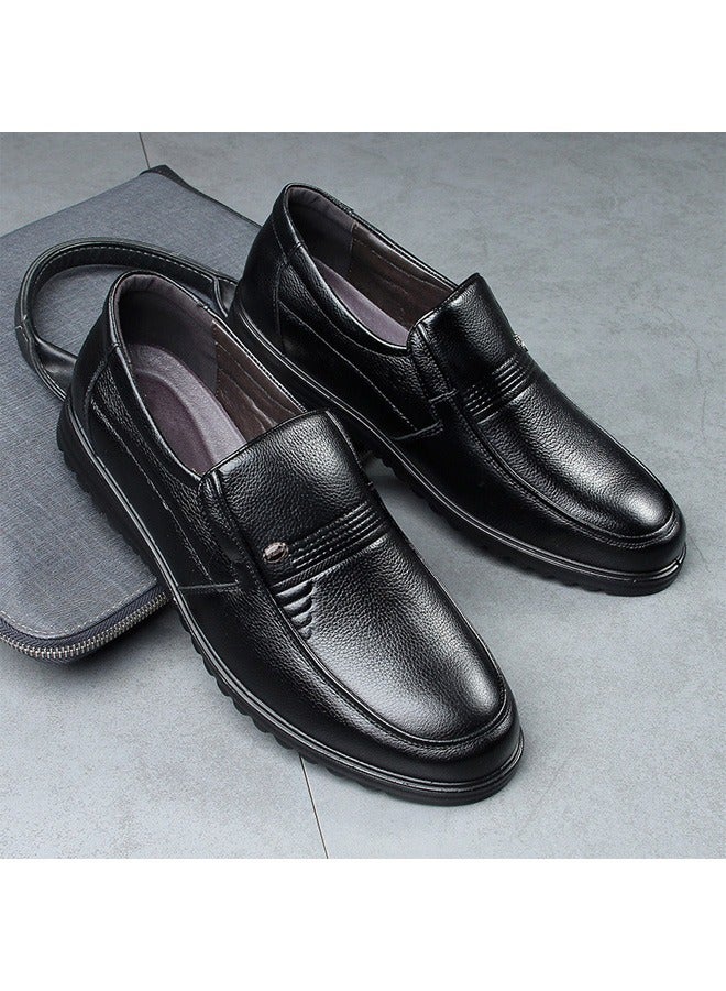Genuine Leather Slip-On Mens Business Casual ShoesBlack 9106 - Image 2