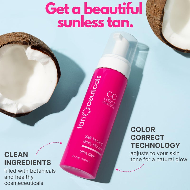 Tanceuticals CC Self Tanning Body Mousse - Ultra Dark Self Tanner - Healthy Ingredients & Fresh Coconut Scent Give Instant, Natural-Looking & Long-Lasting Sunless Tan - 6.7 oz (Ultra Dark) - Image 2