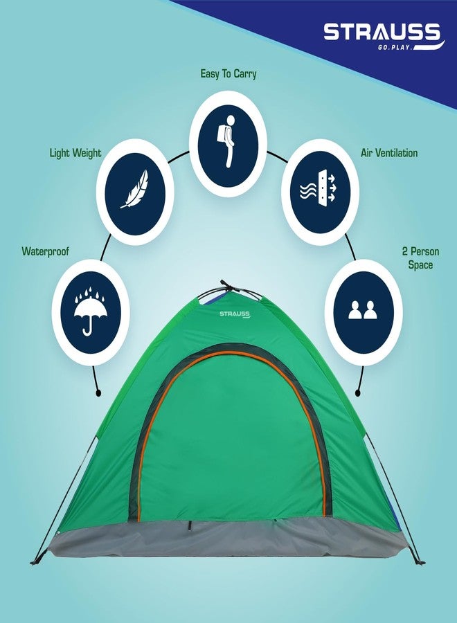 STRAUSS Portable Tent for Camping | Ideal for 2 Persons | Easy Setup for Picnic, Travel, Hiking, Trekking, Outdoor Camping | Waterproof and Windproof Tent | Superior Air Ventilation, Multicolor - Image 4