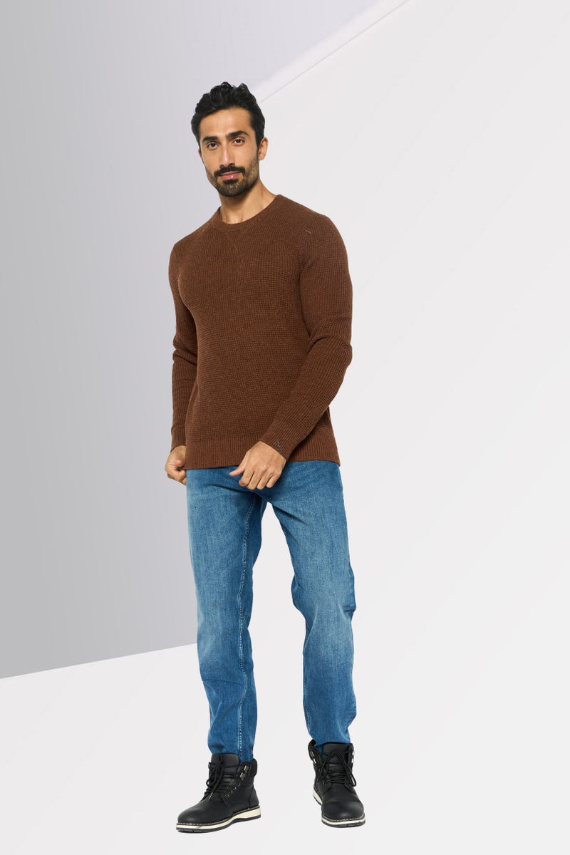 Michael Kors Men Crew Neck Knitted Long Sleeves Sweatshirt, Brown  - Image 2