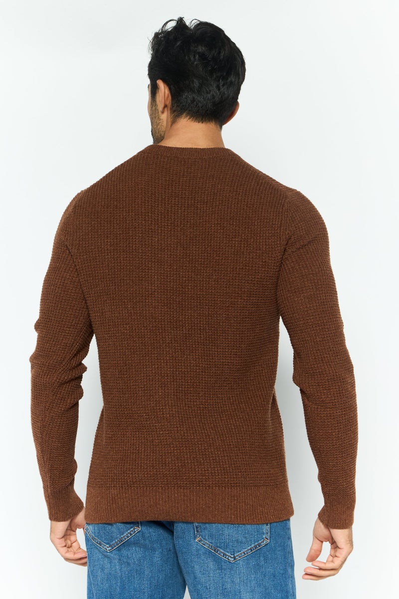 Michael Kors Men Crew Neck Knitted Long Sleeves Sweatshirt, Brown  - Image 4