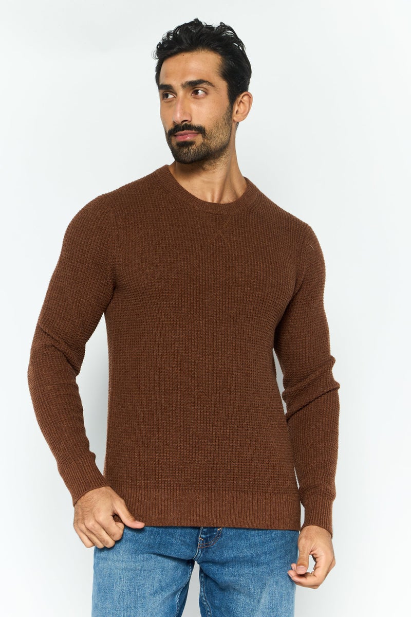 Michael Kors Men Crew Neck Knitted Long Sleeves Sweatshirt, Brown  - Image 1