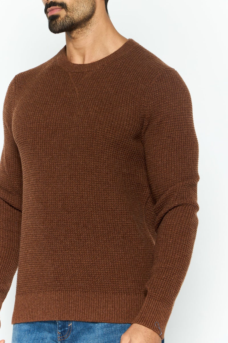 Michael Kors Men Crew Neck Knitted Long Sleeves Sweatshirt, Brown  - Image 3