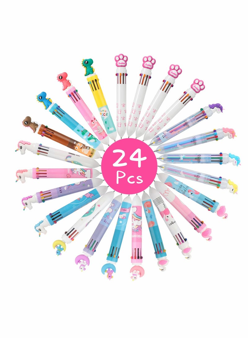 Excefore Ballpoint Pen 24 Pack 0.5mm 10-in-1 Multicolor Ballpoint Pen 10 Colors Retractable Ballpoint Pens - Image 1