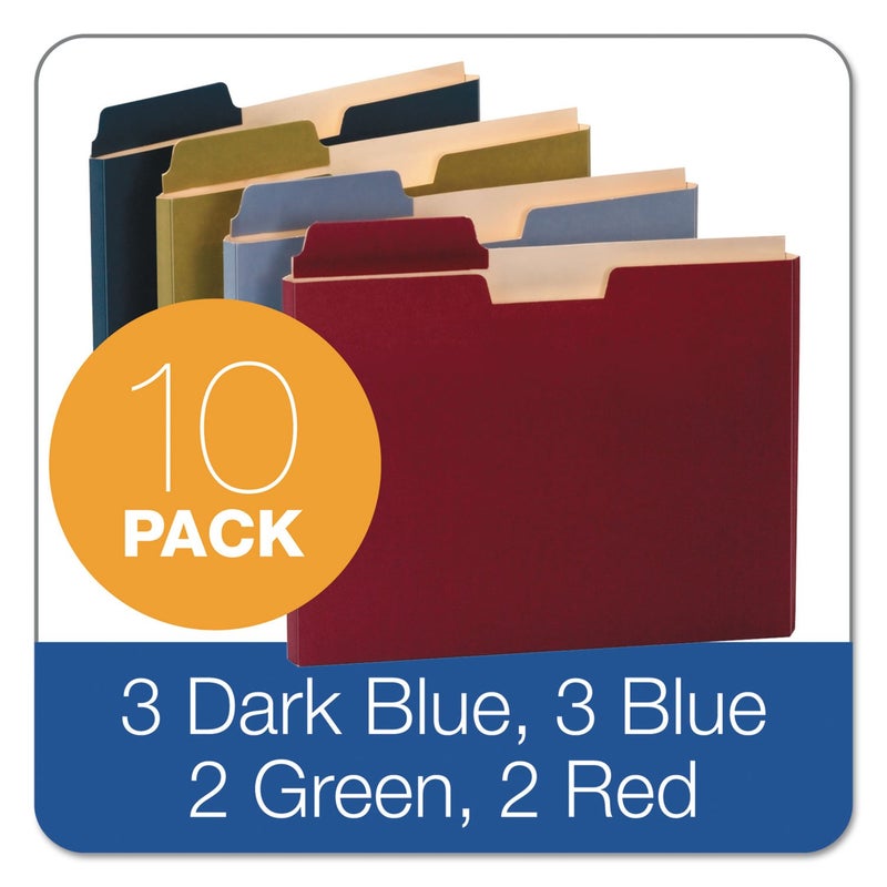 Pendaflex Globe-Weis/Pendaflex File Folder Pockets, 150 Sheet Capacity, Letter Size, Double Top, 1/3 Cut Tabs, Assorted Colors, 10 Pack (FP153L10 ASST) - Image 2