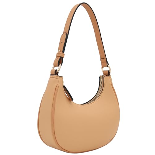 FashionPuzzle Small Crescent Shoulder Bag Underarm Purse (Light Tan) - Image 2