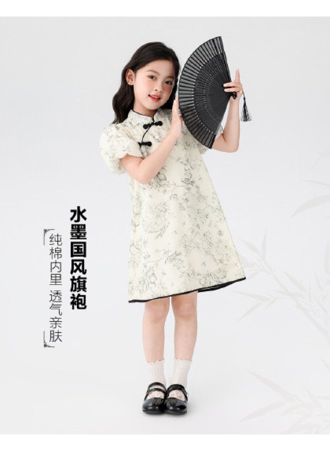Zuoxi Girl's Dress Summer 2025 New Chinese Style Cheongsam Dress For Kids, Princess Dress For Big Girls, Children's Clothing - Image 1