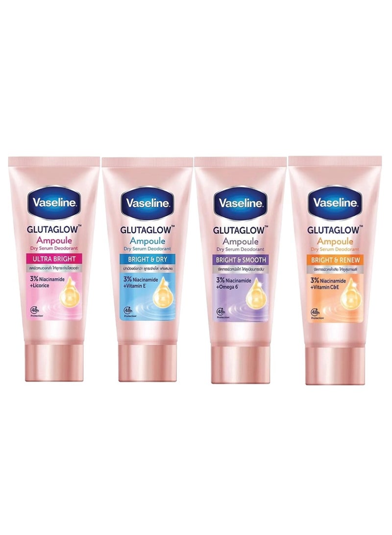 Vaseline Glutaglow Set of Ultra, Dry, Smooth and Renew Bright Ampoule Dry Serum Deodorant each 45ml