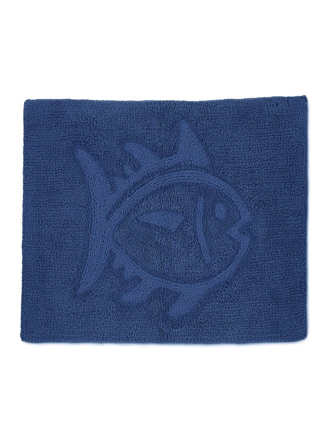Southern Tide 7133384 Skipjack Cotton Reversible Absorbent 20-inch x 32-inch Bathroom Bath Rug, Dark Blue - Image 1