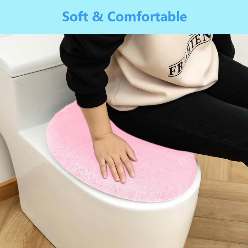 lanseyixiu Soft Plush Toilet Lid Cover For Bathroom  Machine Washable Toilet Seat Covers  Fits Most Round Elongated And Oblong Lids  Easy Installation& Cleaning (Pink) - Image 4