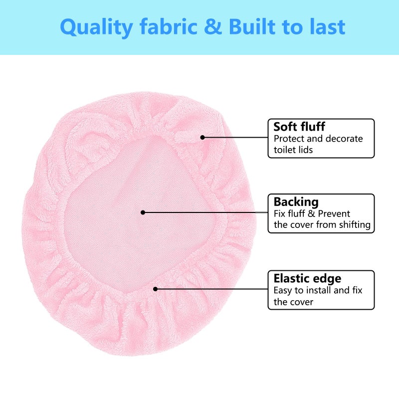 lanseyixiu Soft Plush Toilet Lid Cover For Bathroom  Machine Washable Toilet Seat Covers  Fits Most Round Elongated And Oblong Lids  Easy Installation& Cleaning (Pink) - Image 3