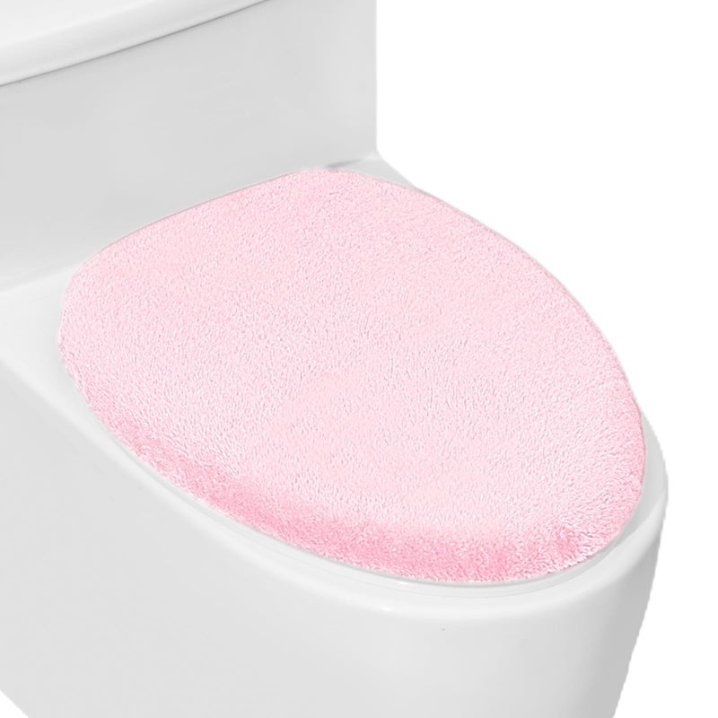 lanseyixiu Soft Plush Toilet Lid Cover For Bathroom  Machine Washable Toilet Seat Covers  Fits Most Round Elongated And Oblong Lids  Easy Installation& Cleaning (Pink) - Image 1