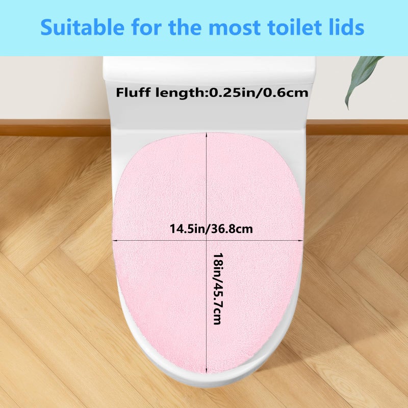 lanseyixiu Soft Plush Toilet Lid Cover For Bathroom  Machine Washable Toilet Seat Covers  Fits Most Round Elongated And Oblong Lids  Easy Installation& Cleaning (Pink) - Image 2